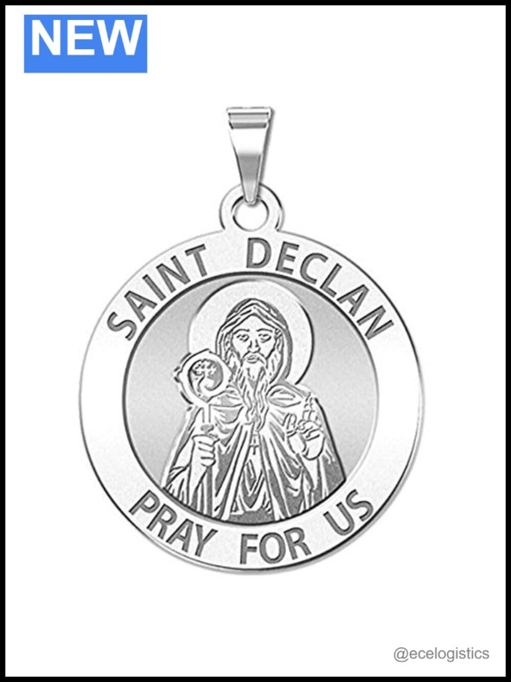 Saint Declan Religious Medal Silver Pendant Necklace Charm Catholic